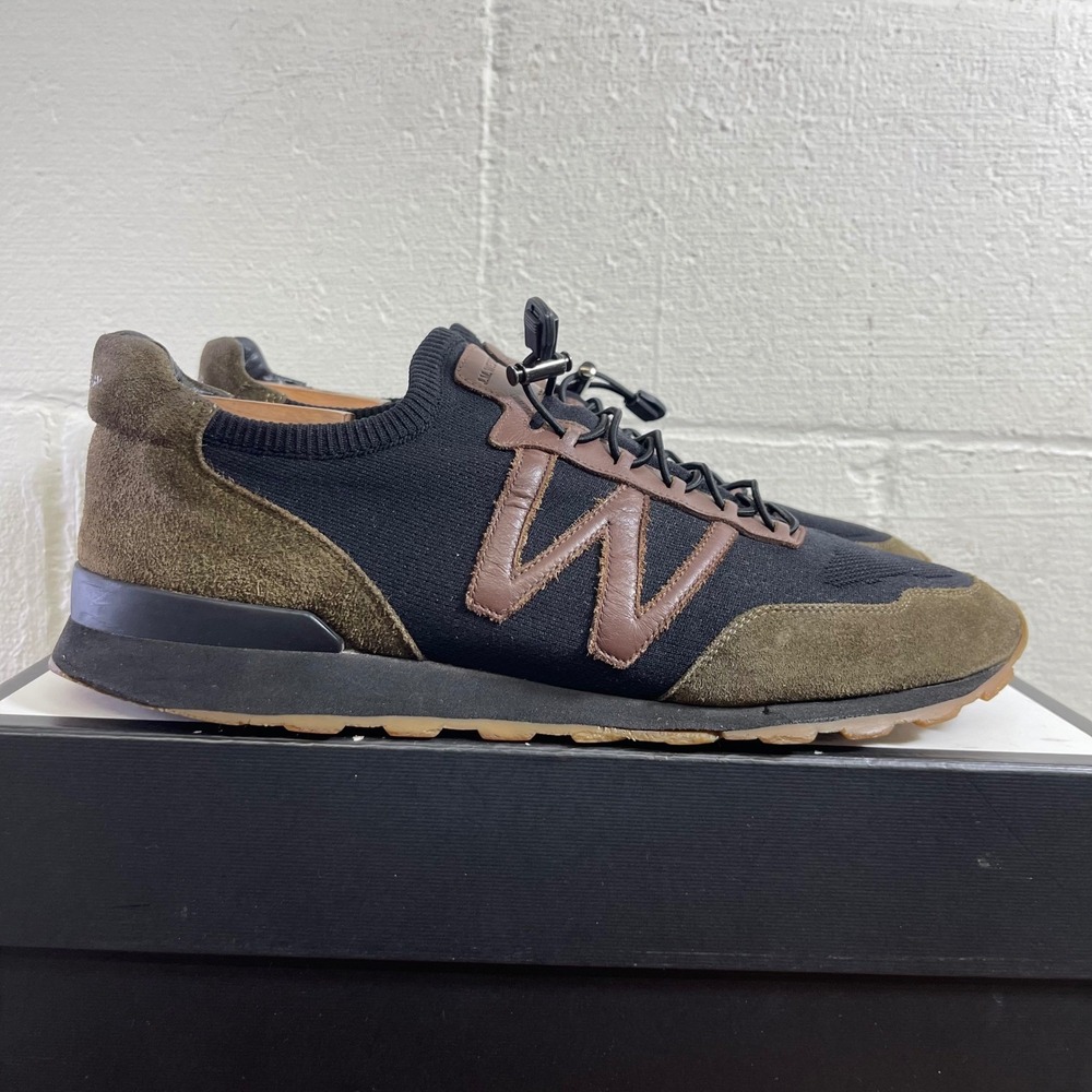 J.M. Weston Basket On My Way Knit Black Brown Suede Sneakers Lace up Mens 12 US